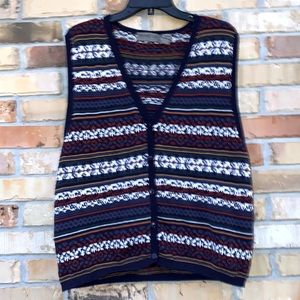 Navy Striped Women's Cardigan Vest